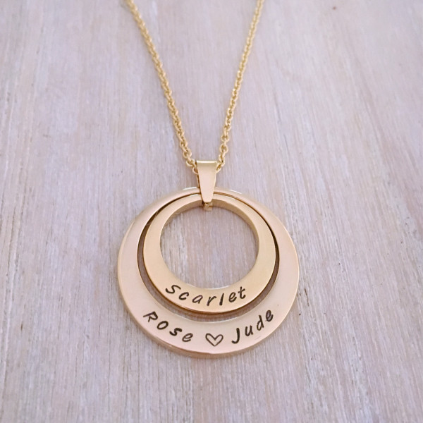 Hand Stamped Name Necklace. Gold Plated