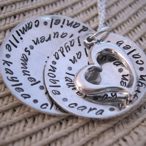 Hand Stamped Necklace - All My Loves Custom Family Necklace - Peronalized Necklace - Grandmother Necklace