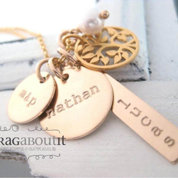 Hand Stamped Necklace - Personalized Jewelry - Brag About It - Family Tree Necklace