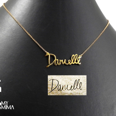 Handmade personalized name necklace - Handwriting jewelry - Signature necklace - 18k Gold plated sterling silver