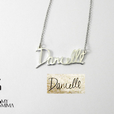 Handmade personalized name necklace - Handwriting jewelry - Signature necklace - 18k Gold plated sterling silver