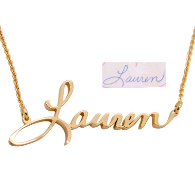 Handwriting Jewelry Necklace Solid 18k Gold Cursive Name Necklace Actual Handwriting Necklace, Custom Name Necklace, Custom Handwritten Gift