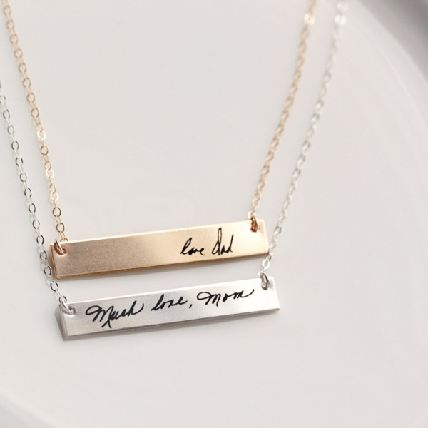 Handwriting Necklace - Custom Handwriting Necklace Engraved Signature Handwriting Gift for Her Signature Necklace, Remembrance Gift Engraved