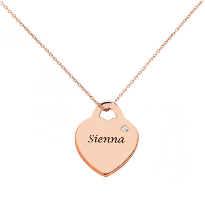 Heart Pendant Necklace in 18k Rose Gold Plated 925 Sterling Silver, Birthstone necklace, Birthstone heart pendant with birthstone