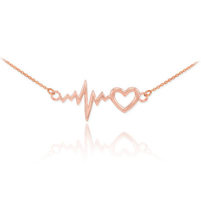 Heartbeat Necklace - 18k Rose ,your name necklace, gold, macrame necklace, rose