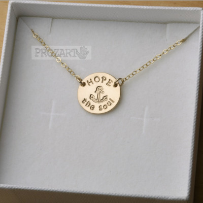 Hope anchors the soul Necklace,Personalized bible verse disc,Hand stamped faith necklace,bible verse jewelry,initial or full name necklace
