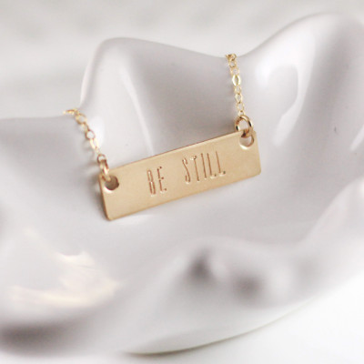 Horizontal gold bar necklace - Be Still - Personalized gold jewelry - Faith jewelry - Trending - Layering necklace - Bible verse - Christian
