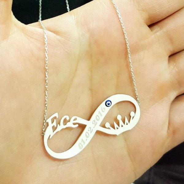 Infinity Crown Necklac,Gift for Women,Gift for Girlfriend,Personalized Gift,Mom necklace,Baby Name,Mothers day gift for mom,925KSILVER 00368