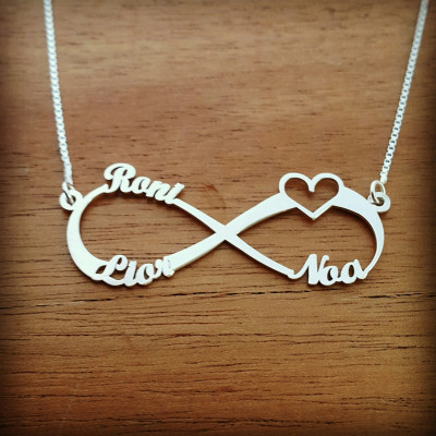 Infinity Necklace / Personalized infinity necklace / silver name necklace / family name necklace / 3 name necklace / sterling silver chain