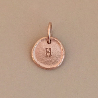 Inital Letter Pendant in 18k Rose Gold, Tiny Pebble