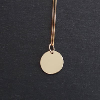 Initial Disk Necklace, 18k Gold Disk Necklace, Gold Necklace, Monogram Letter Disc, Personalized Gold Necklace, Large Circle Tag, Handmade