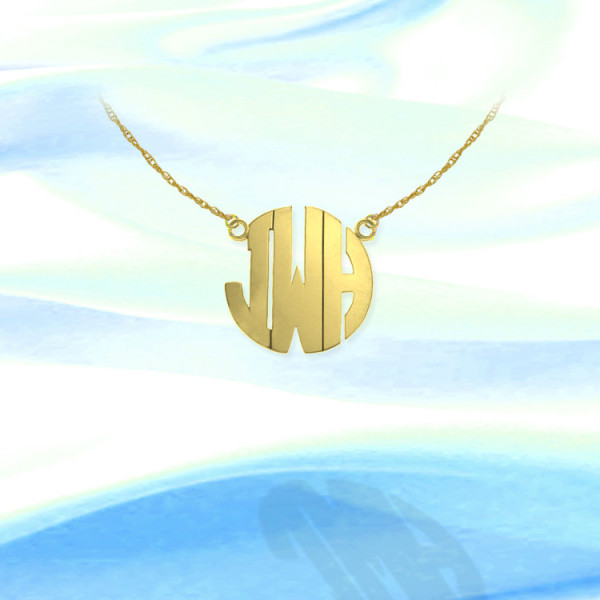Initial Necklace - .5 inch 18k Gold Plated Sterling Silver Handcrafted Monogram Necklace - Made in USA