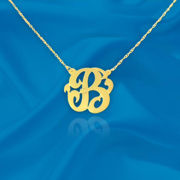 Initial Necklace 18k Gold Plated Silver Personalized Name Initial Necklace with Initial of Your Choice - Made in USA