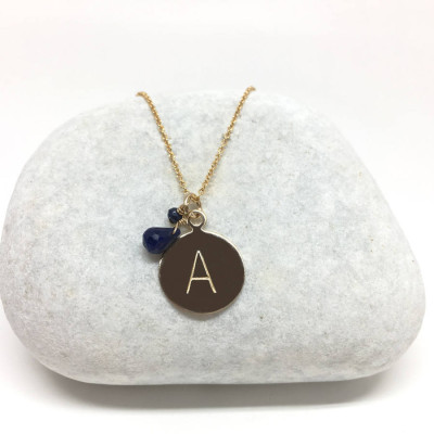Initial Necklace, Sapphire Necklace, September Birthstone, Personalized Necklace