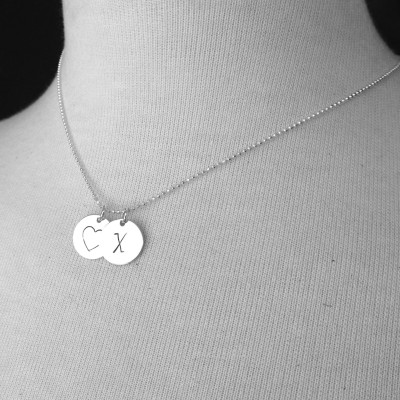 Initial Necklace, Sterling Silver Initial Jewelry, Heart Necklace with Initial, Letter X Necklace, Heart Necklace, Monogram Necklace