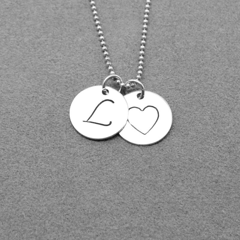 Sterling Silver Initial Charms | Petite Heart Shape Alphabet Letter Charm F