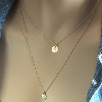 Initial Necklace, Tiny Gold Initial Necklace, 18k Solid Gold Initial, Tiny Gold Initial Disc Necklace, Initial Necklace, Perfect Gift