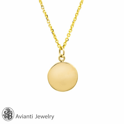 Initial Pendant, Monogram Pendant, Yellow Gold Necklace, Baby Jewelry, Anniversary Pendant, Round Initial, Mothers Jewelry | NEC01823