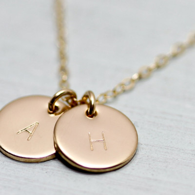 Initial necklace - dainty gold necklace - disc necklace - delicate jewelry - minimalist engraved necklace - personalized mothers day gift