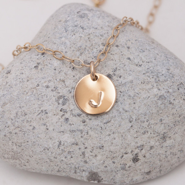 Initials Necklace Gold, Initial Necklace Gold, Dainty Gold Necklace Personalized Small Gold Disks /Minimal Circle Tags Disc / Monogram