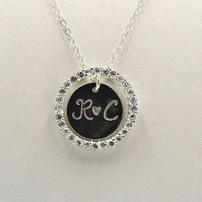 Initials necklace Initials circle CZ circle necklace, Dainty Swarovski eternity circle necklace, Dainty Initials gift for mother's day