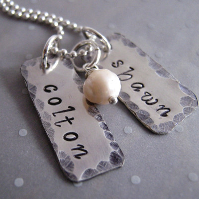 Just Two personalized hand stamped necklace