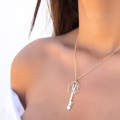 Key Necklace - Personalized Necklace - Key Monogram Necklace - Initial Key Necklace - LOVE Gift for women - Gold Key Necklace - Customized