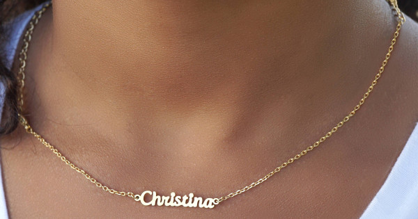 Custom Gold Name Necklace Personalized 18K Gold Plated Sterling Silver