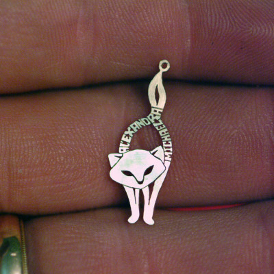 Kitty cat silver necklace, name necklace from gold.
