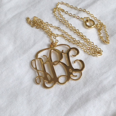 LARGE Monogram Necklace - 1 inch Monogram Necklace - High Quality Jewelry, Monogram Pendant, monogrammed gold necklace, Initial Monogram