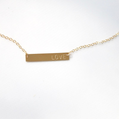 LOVE Necklace / Everyday Jewelry / Gift Idea / Custom Bar Necklace / 18k gold or Sterling Silver Bar