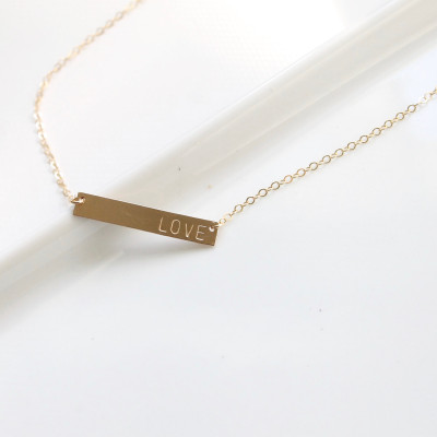LOVE Necklace / Everyday Jewelry / Gift Idea / Custom Bar Necklace / 18k gold or Sterling Silver Bar