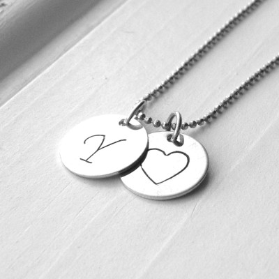 Large Initial Heart Necklace, Sterling Silver Initial Necklace, Letter Y Necklace, Letter Y Pendant, Charm Necklace, Hand Stamped Necklace