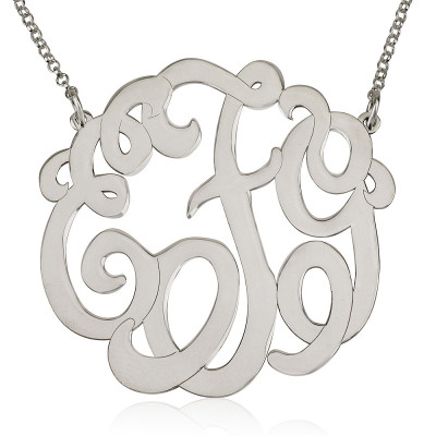 Large Monogram Necklace, Silver Monogram Necklace, 1.75" , Personalized gift, Christmas Gift