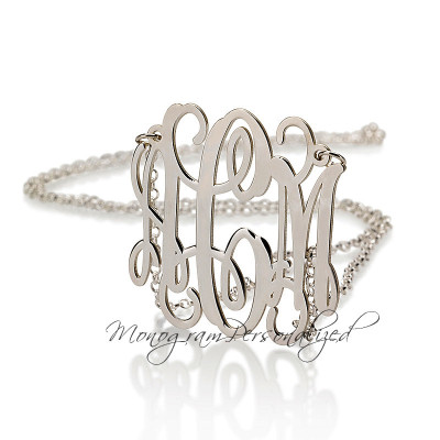 Large Monogram necklace - 2 inch Personalized Monogram - 925 Sterling Silver Personalized Jewelry