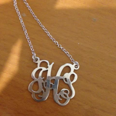 Large Monogram necklace, Personalized Gift, Monogramed Initial, Sterling Silver Initial, silver necklace, Small Monogram necklace 925 silver