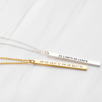 Latitude longitude necklace • Silver coordinates jewelry • Sister necklace • Sister jewelry • Sister gifts CCN06