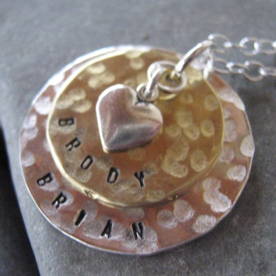 Layered Love Mom Necklace - hand stamped necklace - personalized necklace - mothers necklace