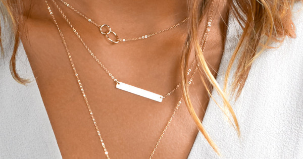 アクセサリー Layered Bar Necklace Gold Vermeil Layered Bar Necklace - Modern 18k Gold Over