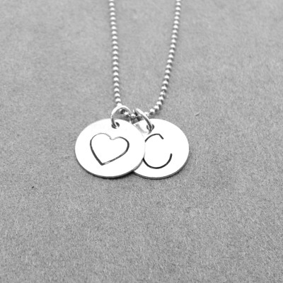 Letter C Initial Necklace, Sterling Silver Initial Necklace, Letter C Necklace, Initial Heart Necklace, Large Initial Necklace