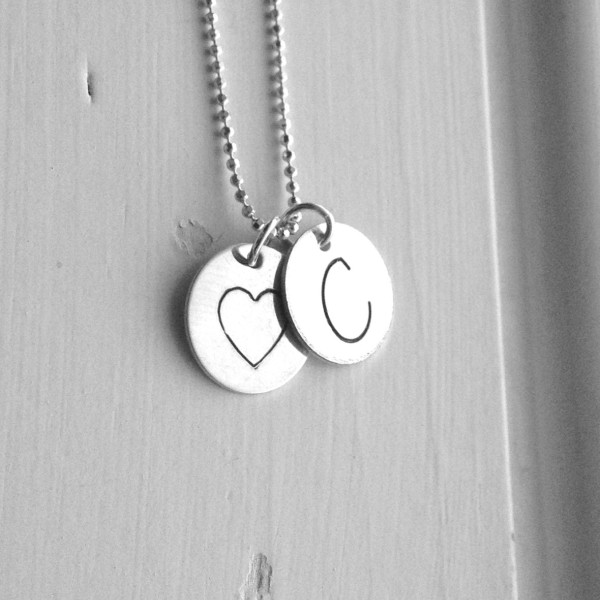 Letter C Initial Necklace, Sterling Silver Initial Necklace, Letter C Necklace, Initial Heart Necklace, Large Initial Necklace