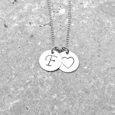 Letter F Initial Necklace, Sterling Silver Initial Necklace, Letter F Necklace, Initial Heart Necklace, Large Initial Necklace, Monogram