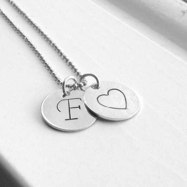 Letter F Initial Necklace, Sterling Silver Initial Necklace, Letter F Necklace, Initial Heart Necklace, Large Initial Necklace, Monogram