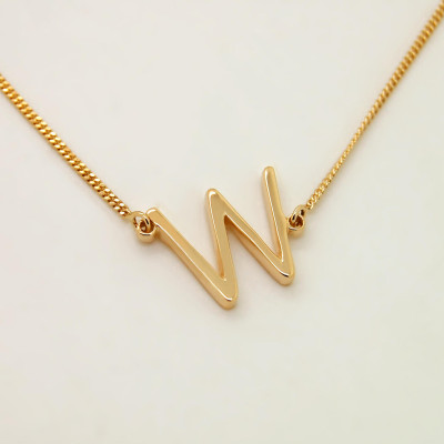 Letter Necklace, Rose Gold Letter Necklace, 18k Gold Letter Necklace from Custom Handwriting, Script Letter Gold Cursive Alphabet Gift