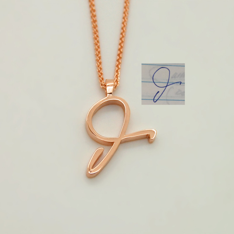 Solid Script Letter Charm 14K Rose Gold / S by Baby Gold - Shop Custom Gold Jewelry