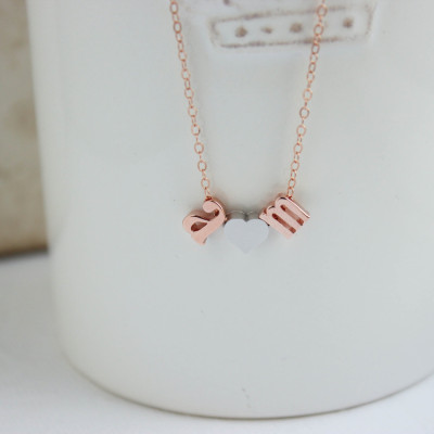 Letter necklace, Rose Gold Necklace, Couples necklace, Initial Necklace, Love necklace