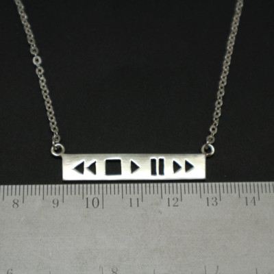 Life Control Bar Inspirational Necklace - Backward, Rewind, Play, Forward, Pause, Repeat, Bar Necklace, Gift for Her, Wife, Women