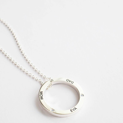 Linked Circle Necklace - Family Necklace - Custom Children Name Necklace - Mother's Day Gift - HN18
