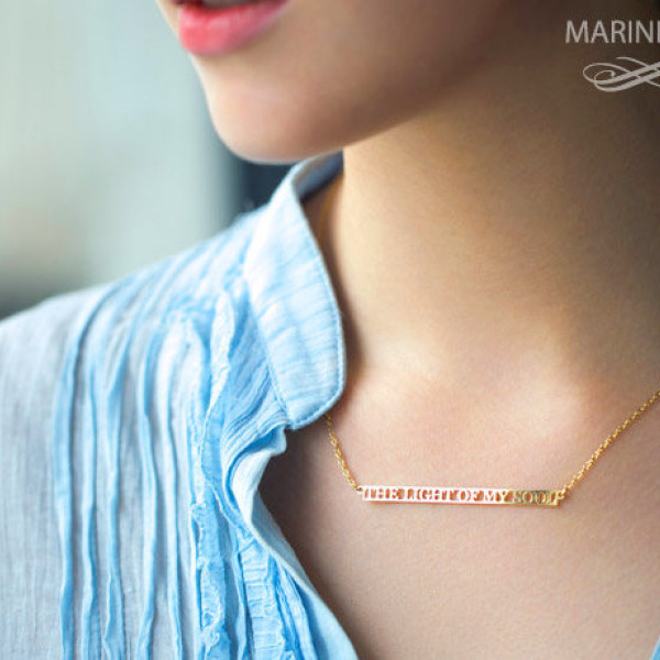 Long Bar Necklace - Personalized Mantra Necklace -