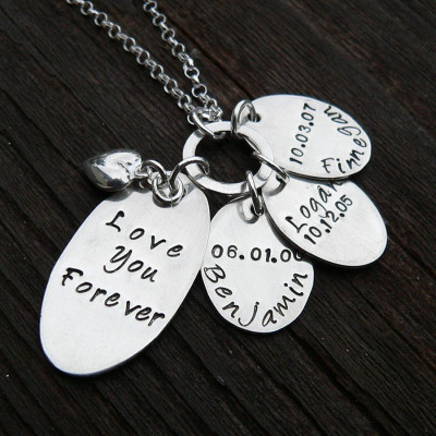 Love You Forever - Custom Engraved Mothers Necklace (3 tags)